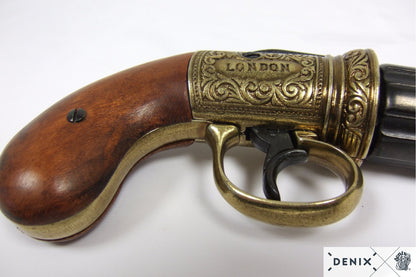 Denix 6-Barrel Pepper-Box Revolver Replica Pistol, England 1840
