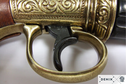 Denix 6-Barrel Pepper-Box Revolver Replica Pistol, England 1840