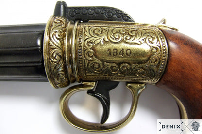 Denix 6-Barrel Pepper-Box Revolver Replica Pistol, England 1840
