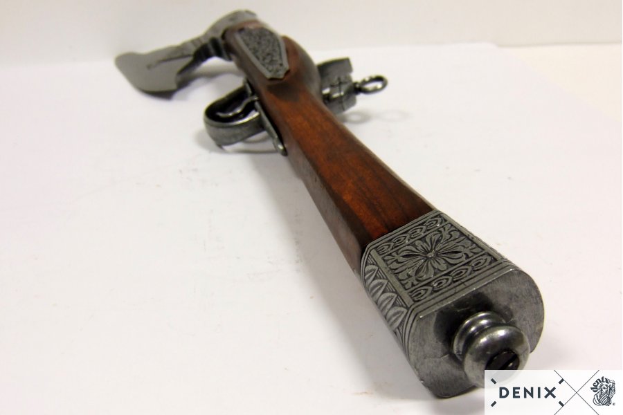Denix 17th Century German Axe Pistol Replica - Flintlock Decorative Weapon