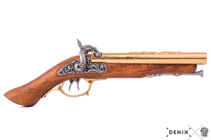 Denix Double-Barrel Percussion Pirate Pistol Replika Tabanca, 18th. C.