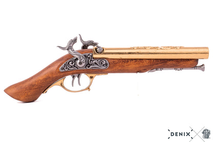 Denix Double-Barrel Percussion Pirate Pistol Replika Tabanca, 18th. C.