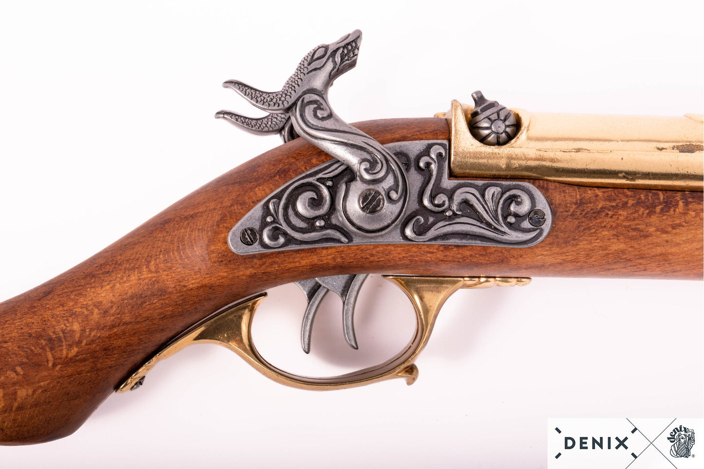 Denix Double-Barrel Percussion Pirate Pistol Replika Tabanca, 18th. C.