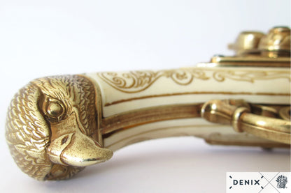 Denix Revolving 2-Barrel Flintlock Pistol Replica, France 18th C.