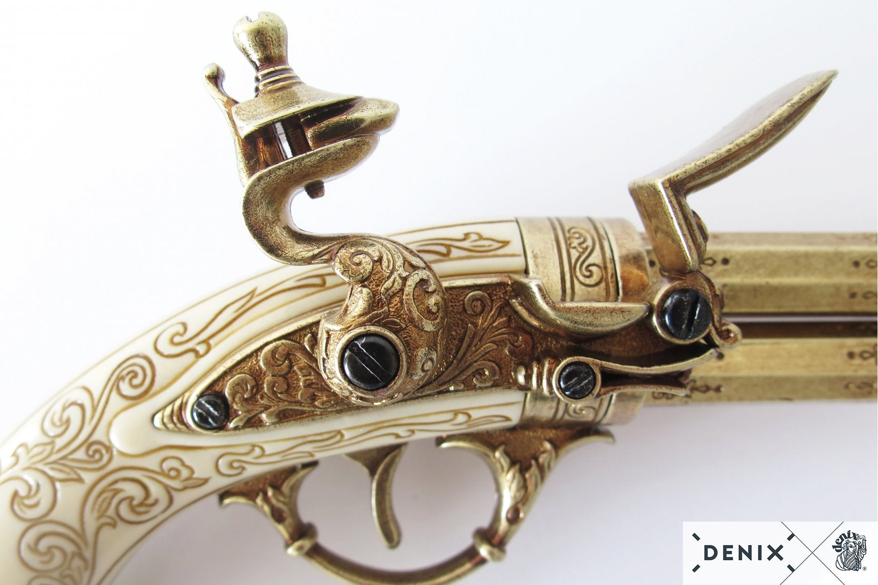 Denix Revolving 2 Barrel Flintlock Tabanca Replikası, France 18th. C.