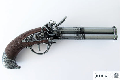 Denix 3-Barrel Flintlock Pistol Replica, France 18th C.