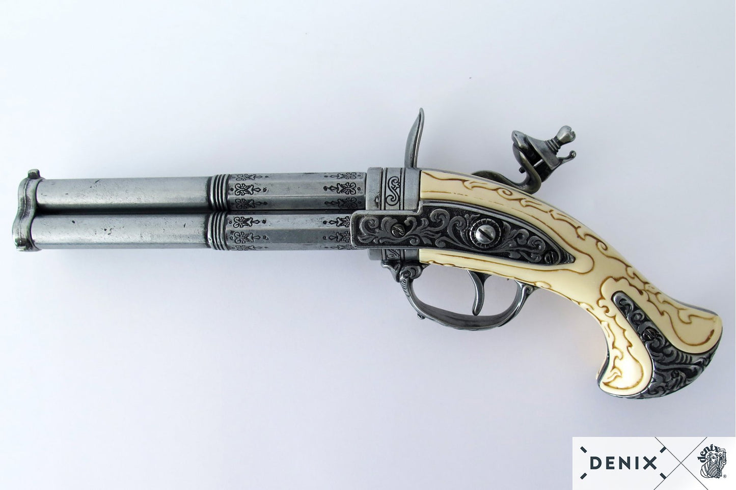 Denix 18th Century French 3-Barrel Rotating Flintlock Pistol Replica – Flintlock Decorative Pistol