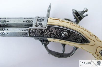 Denix 18th Century French 3-Barrel Rotating Flintlock Pistol Replica – Flintlock Decorative Pistol