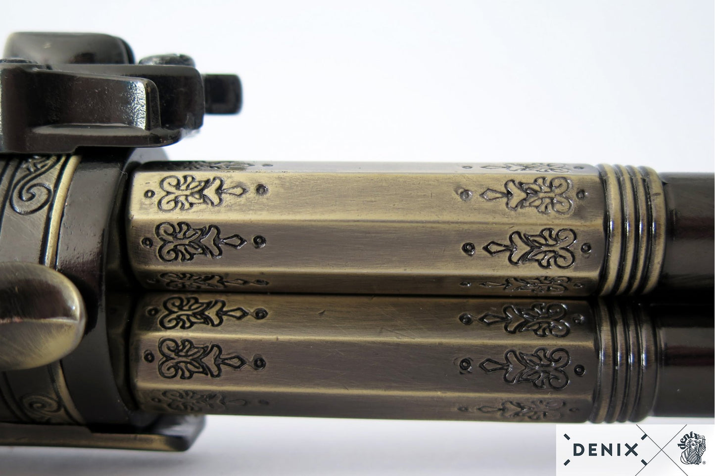 Denix 18th Century French 3-Barrel Flintlock Pistol Replica - Eagle Head Hilt (Decorative)
