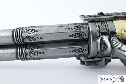 Denix 18th Century French 3-Barrel Rotating Flintlock Pistol Replica – Flintlock Decorative Pistol