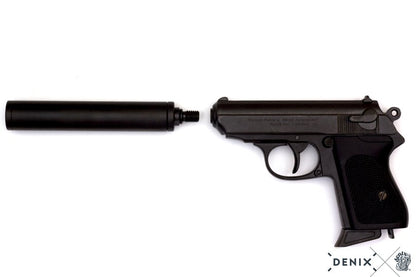 Denix Semi-Automatic Pistol with Silencer Replika Tabanca, Germany 1931