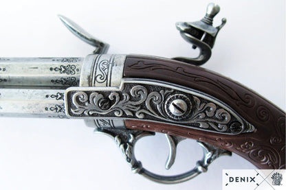 Denix 3-Barrel Flintlock Pistol Replica, France 18th C.