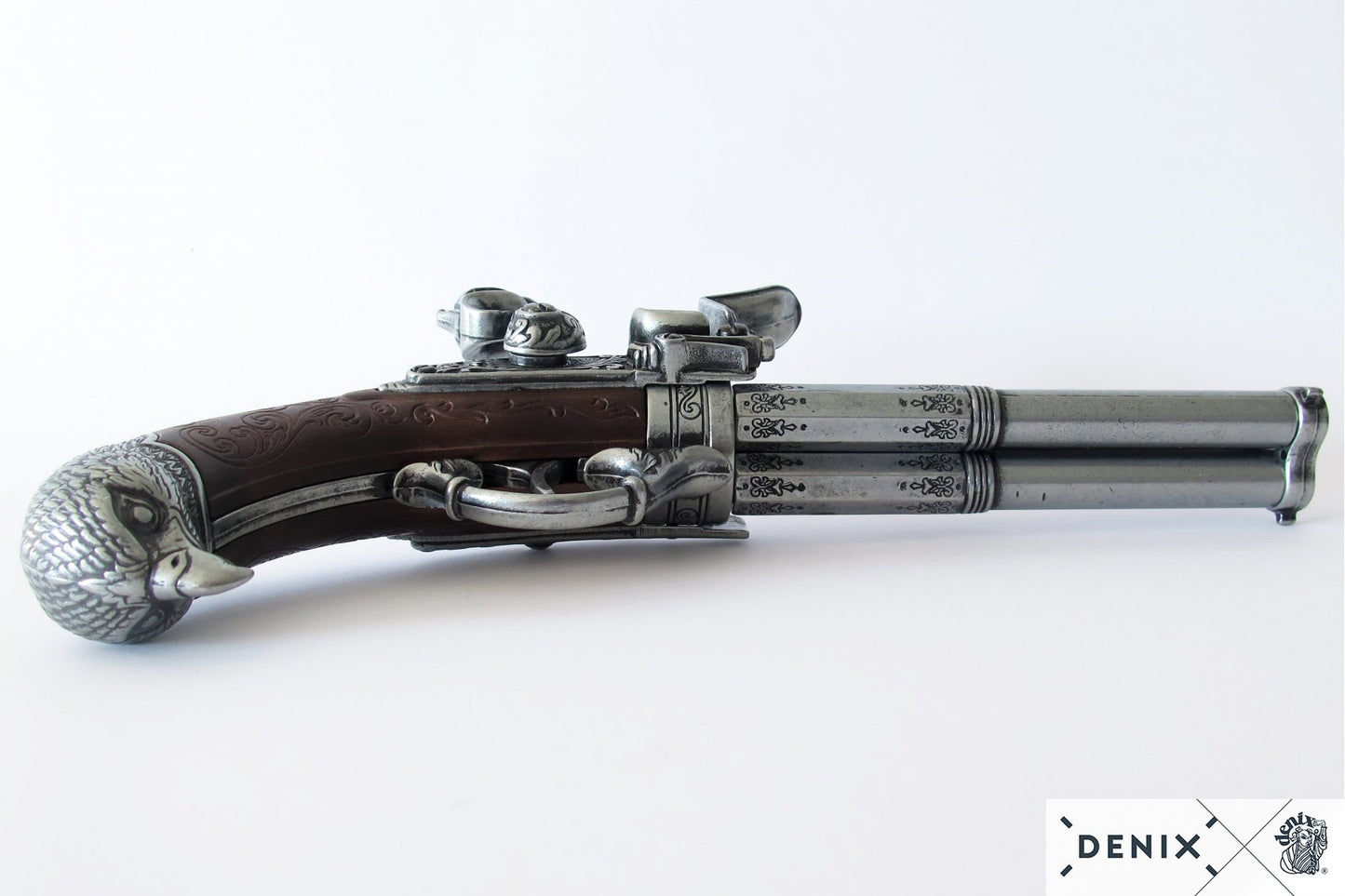 Denix 3-Barrel Flintlock Pistol Replica, France 18th C.