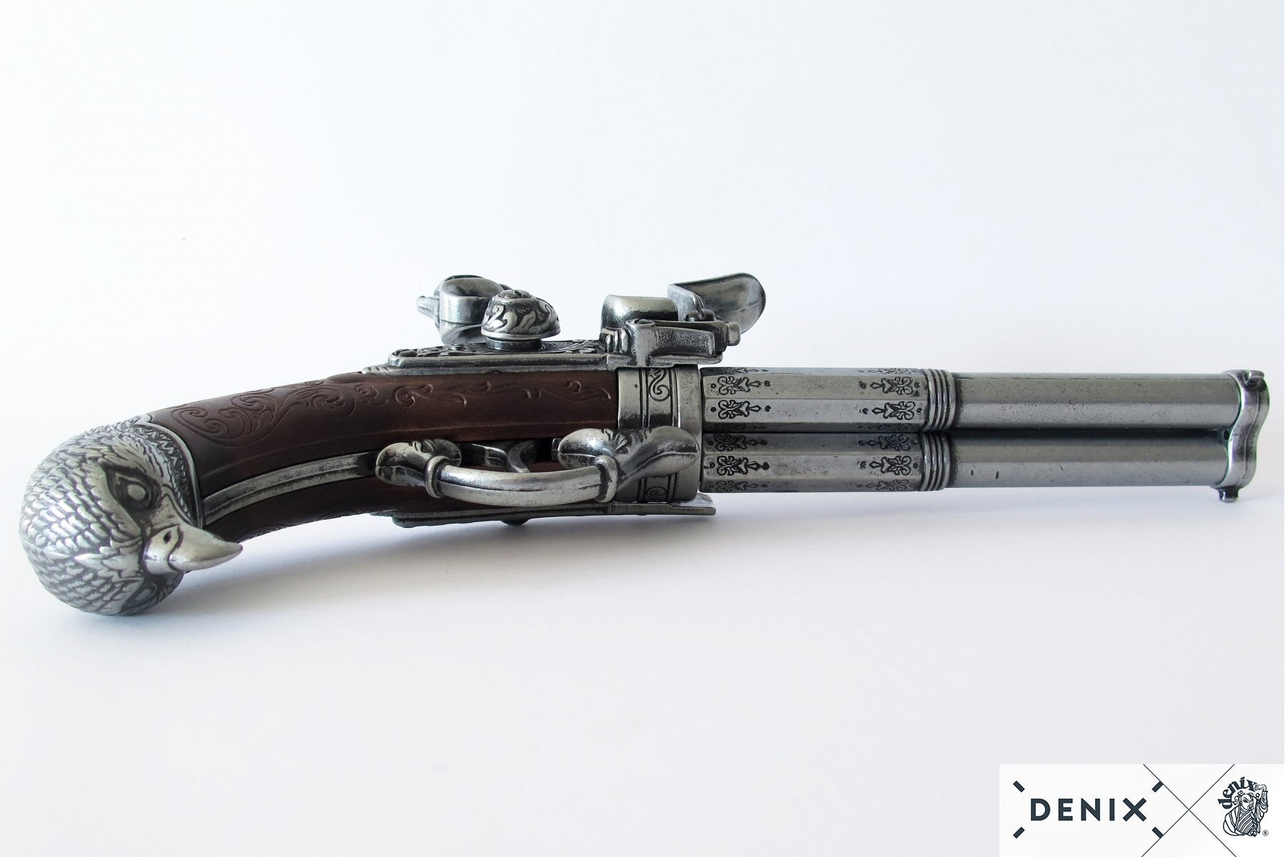 Denix 3 Namlulu flintlock Pistol Replika Tabanca, France 18th. C.