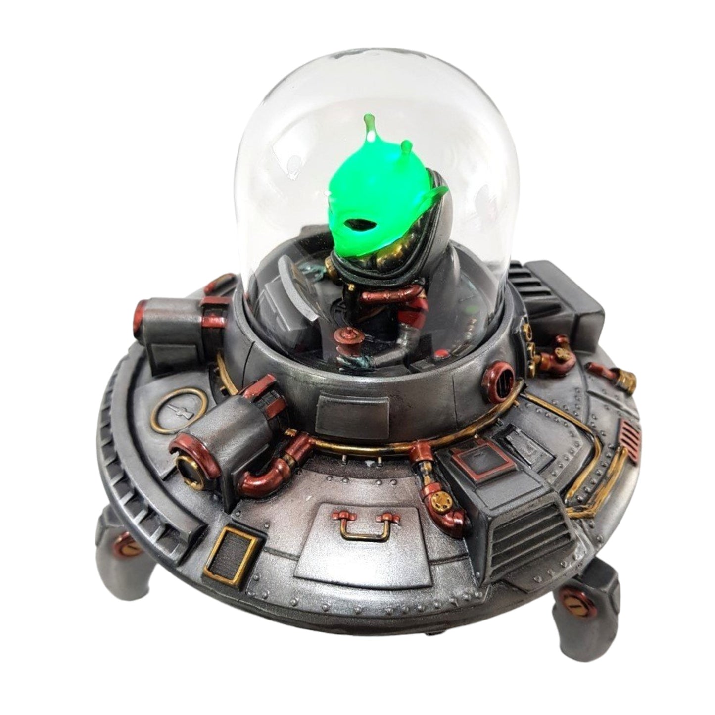 UFO ve Uzaylı Dekoratif Biblo Cold Cast Resin El Boyaması 13 cm
