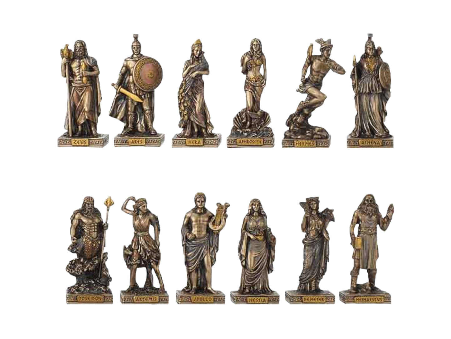 Veronese Design 12'li Yunan Mitolojisi Tanrıları Seti Dekoratif Biblo Koleksiyonu