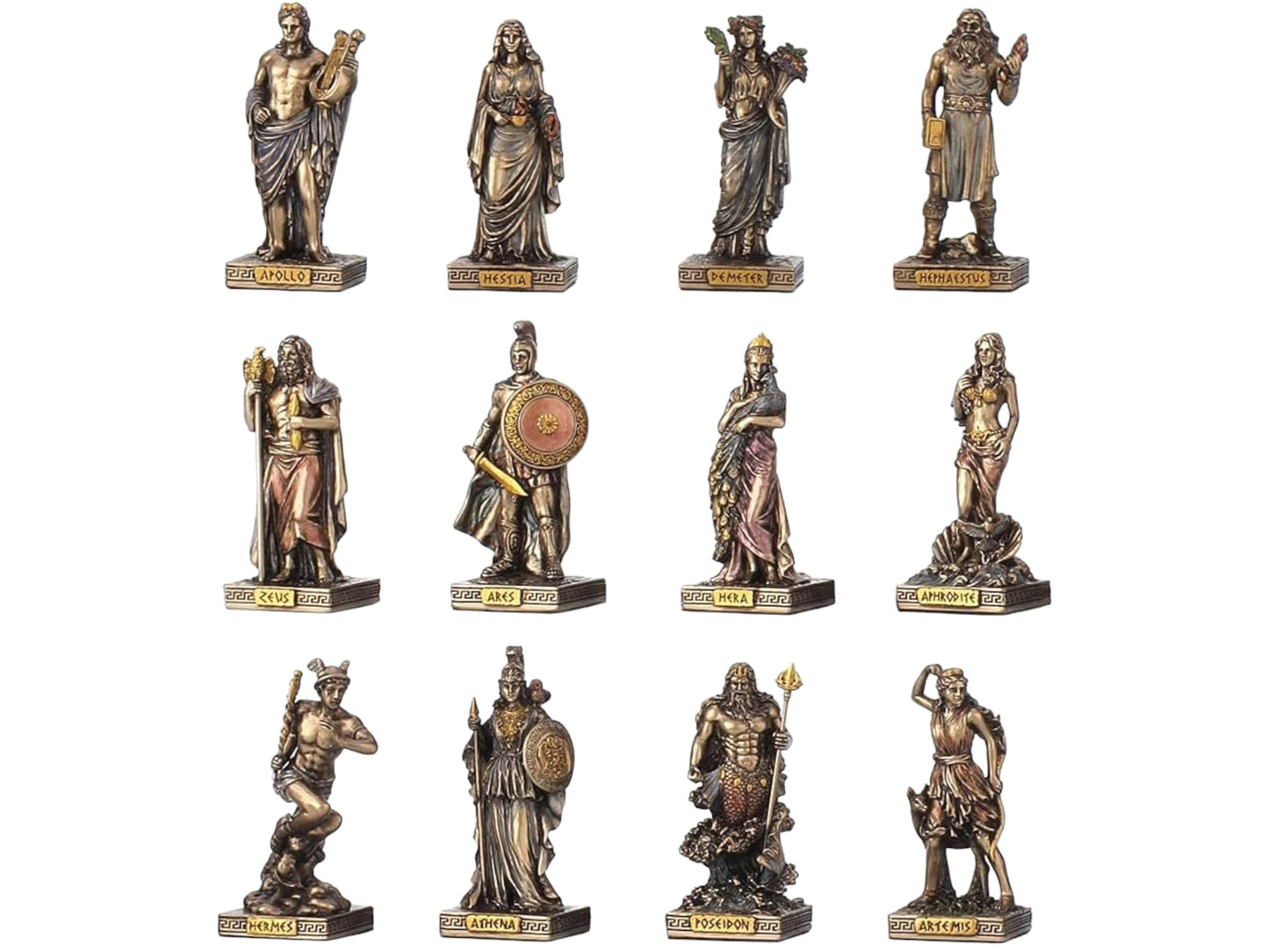 Veronese Design 12'li Yunan Mitolojisi Tanrıları Seti Dekoratif Biblo Koleksiyonu