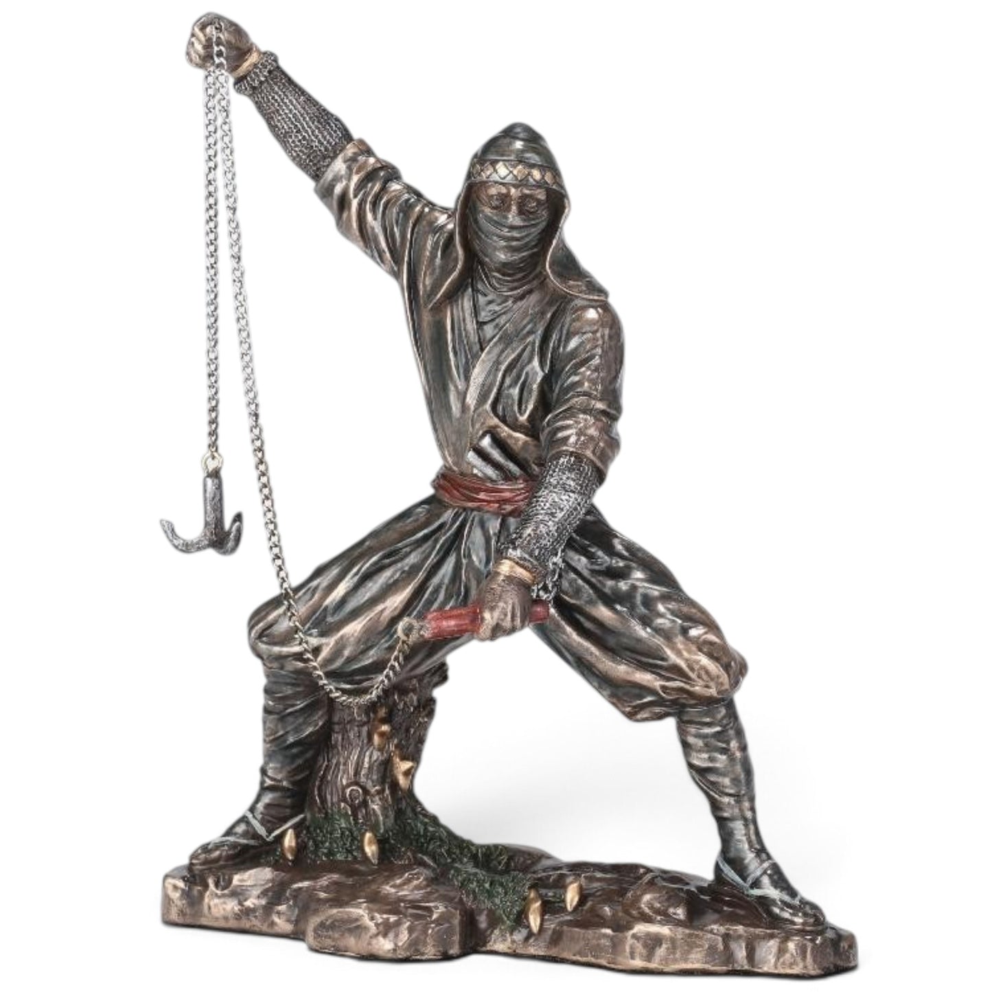 Ninja Dekoratif Heykel | Zincirli Japon Ninja Savaşçısı Figürü 16 cm