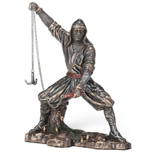 Ninja Dekoratif Heykel | Zincirli Japon Ninja Savaşçısı Figürü 16 cm