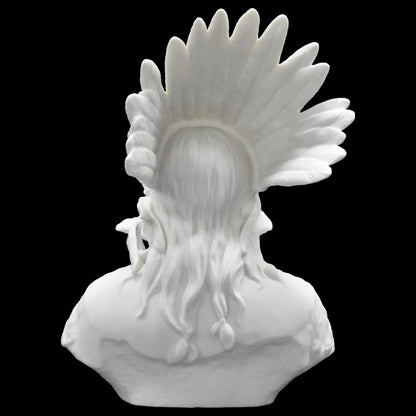 Kızılderili Şef Büstü | Tüylü Başlıklı Dekoratif Figür 24,5 cm