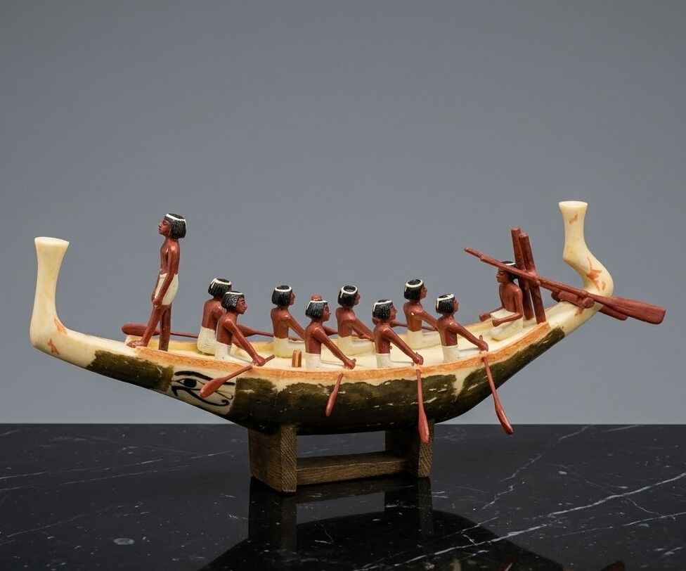 Antik Mısır Kürekli Tekne Biblosu – Rowing Boat Dekoratif Figür 22 cm