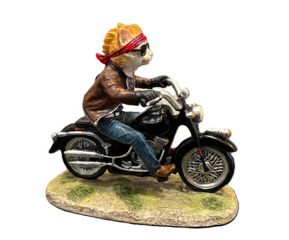 Motorsikletli Kedi Dekoratif Biblo