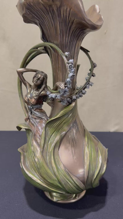 Sümbüllü Peri Dekoratif Vazo | Art Nouveau Çiçek Vazosu 38,5 cm