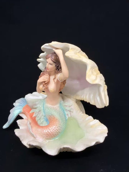 İstiridye İçinde Denizkızı Dekoratif Biblo 15 cm
