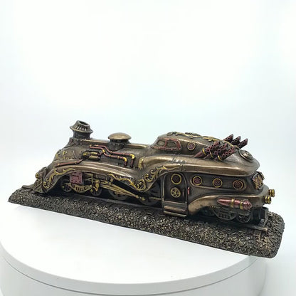 Steampunk Tren Dekoratif Heykel | Retro Lokomotif Koleksiyon Figürü 28,5 cm