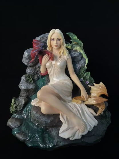 Ejderhalı Kadın Dekoratif Biblo Fantastik Figür 14 cm