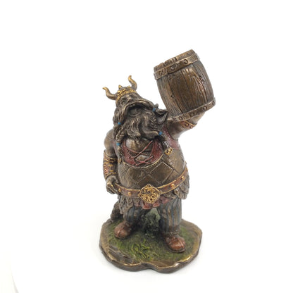 Veronese Design Fıçılı Viking Dekoratif Heykel 18 cm