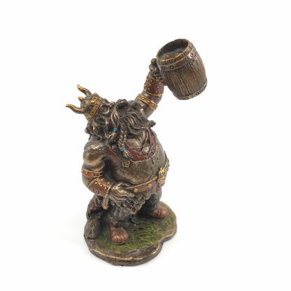 Veronese Design Fıçılı Viking Dekoratif Heykel 18 cm