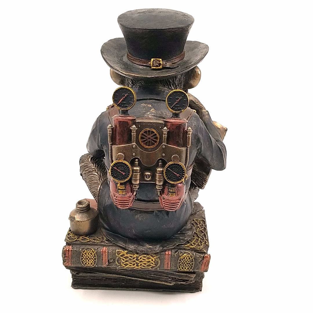 Kitap Okuyan Şempanze Dekoratif Biblo Cold Cast Resin El Boyaması 19,5 cm