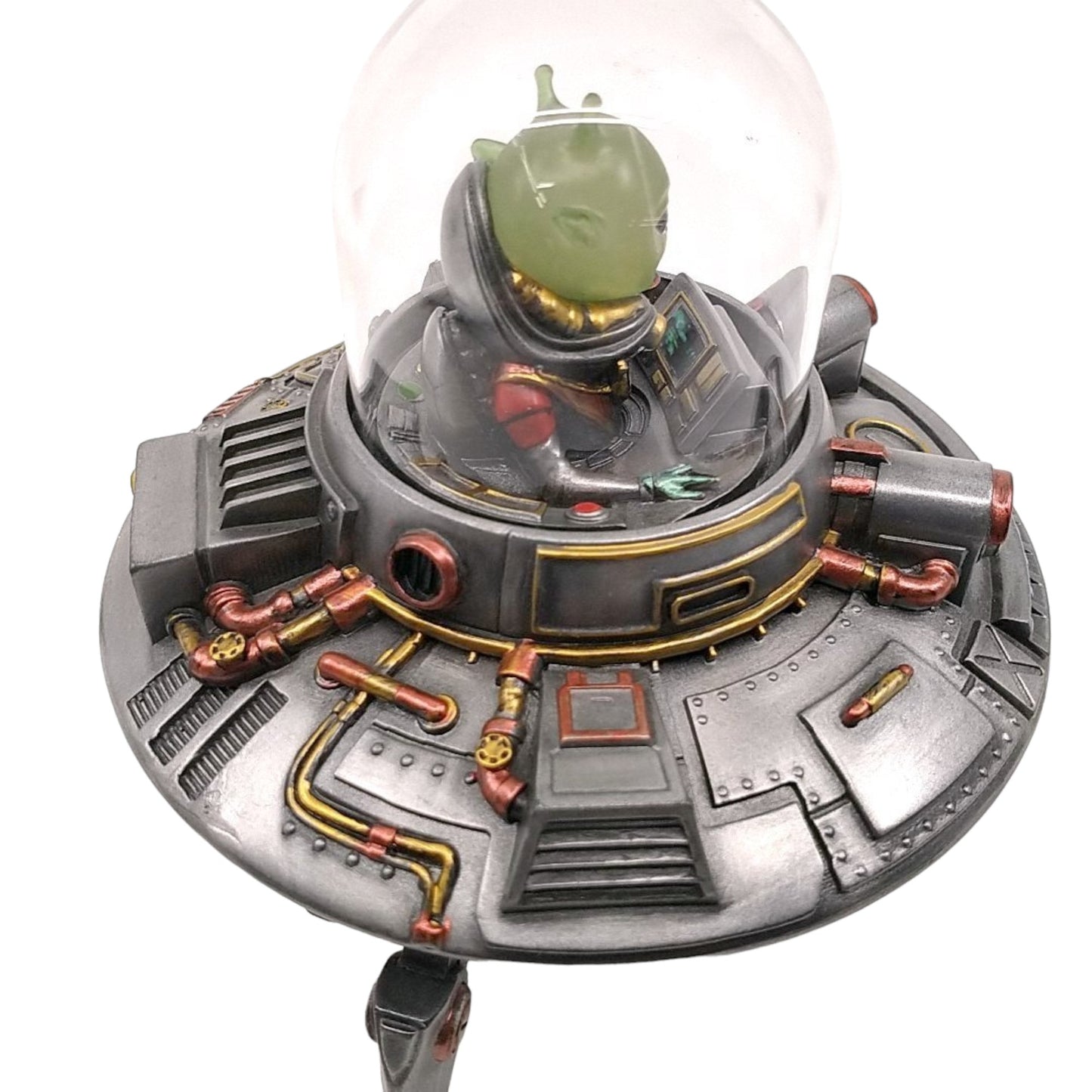 UFO ve Uzaylı Dekoratif Biblo Cold Cast Resin El Boyaması 13 cm