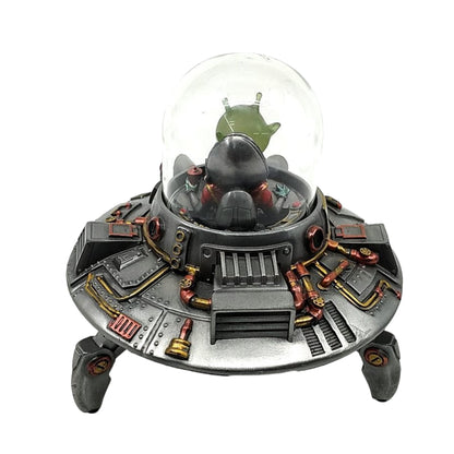 UFO ve Uzaylı Dekoratif Biblo Cold Cast Resin El Boyaması 13 cm