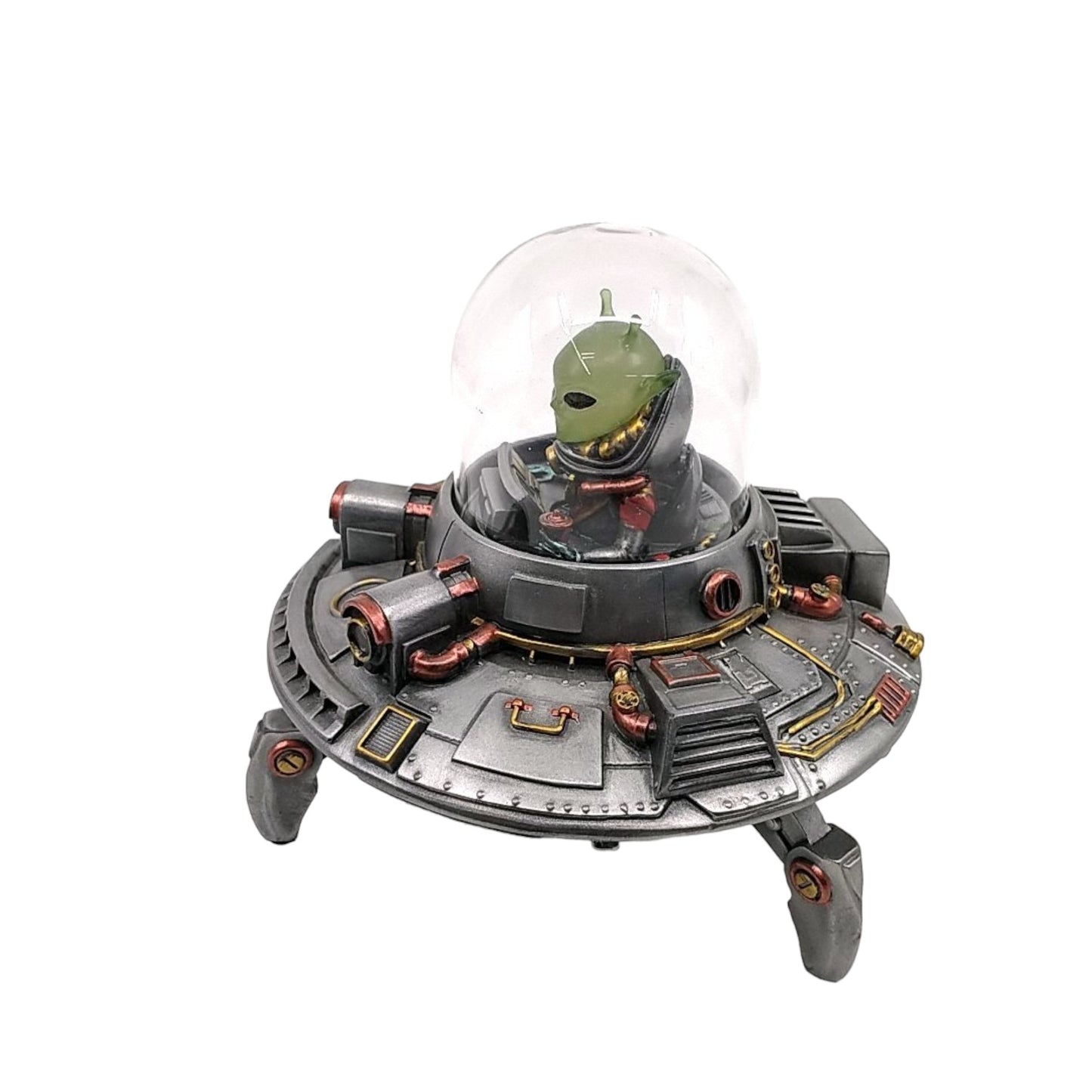 UFO ve Uzaylı Dekoratif Biblo Cold Cast Resin El Boyaması 13 cm