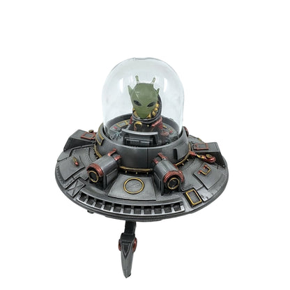 UFO ve Uzaylı Dekoratif Biblo Cold Cast Resin El Boyaması 13 cm