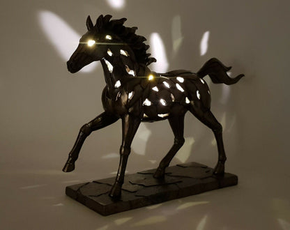Veronese Design Illuminated Horse Figurine Bronze Look Decorative Sculpture 30.5 cm