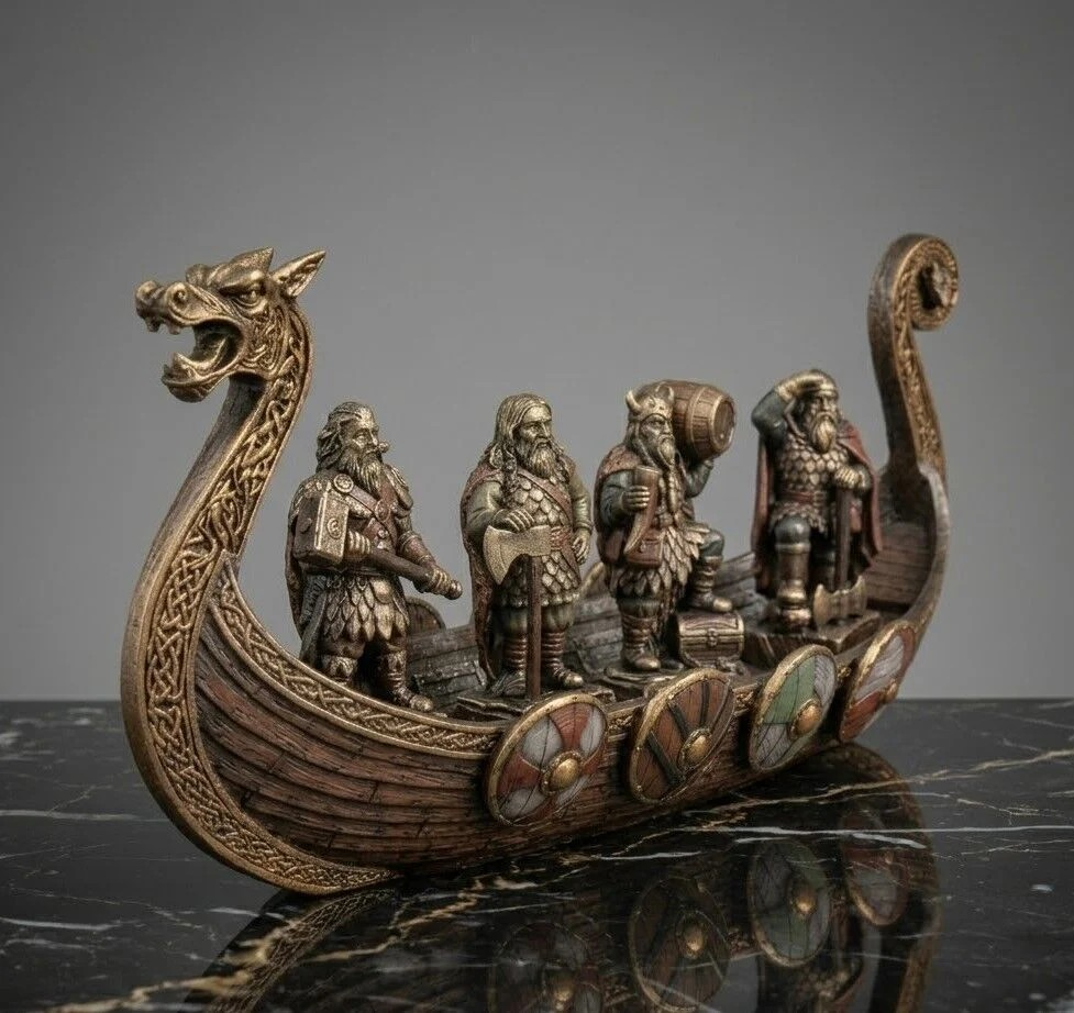 Veronese Design Viking Savaş Gemisi Dekoratif Heykel 28,5 cm