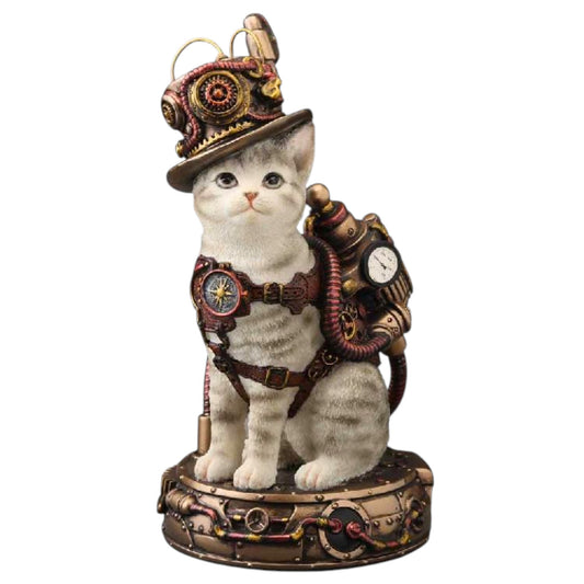 Veronese Design Steampunk Kedi Dekoratif Biblo 17,5 cm