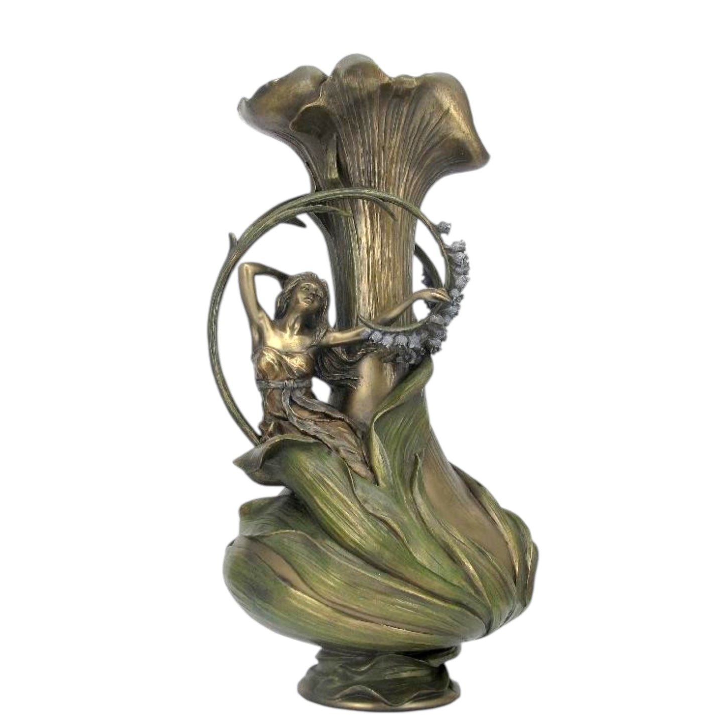 Sümbüllü Peri Dekoratif Vazo | Art Nouveau Çiçek Vazosu 38,5 cm