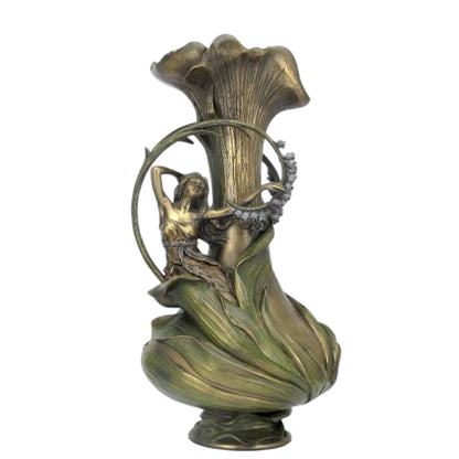 Sümbüllü Peri Dekoratif Vazo | Art Nouveau Çiçek Vazosu 38,5 cm