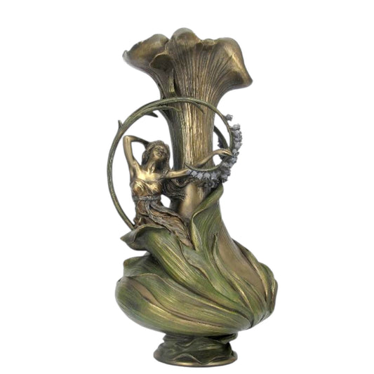 Sümbüllü Peri Dekoratif Vazo | Art Nouveau Çiçek Vazosu 38,5 cm