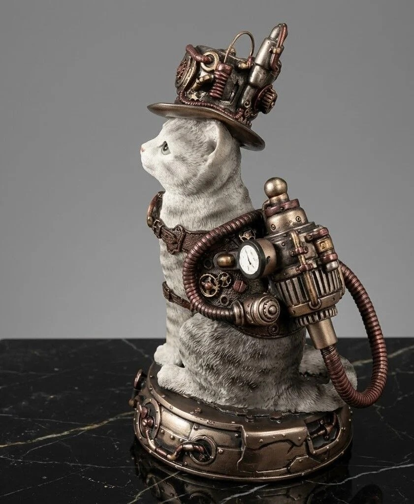 Veronese Design Steampunk Kedi Dekoratif Biblo 17,5 cm