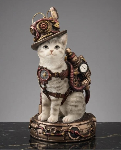 Veronese Design Steampunk Cat Decorative Figurine 17.5 cm