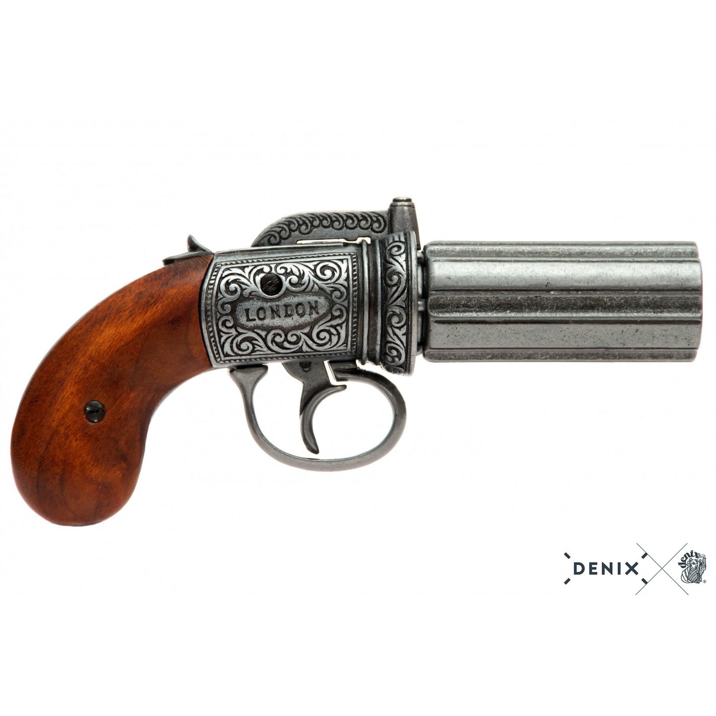 Denix 6 Barrels Pepper-Box Revolver Replica Pistol, England 1840
