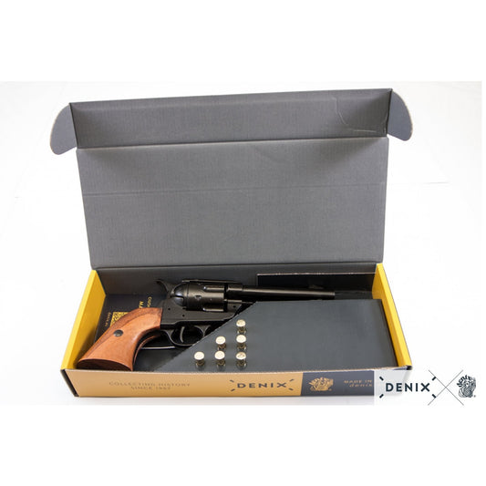 Denix Colt Peacemaker .45 Revolver Replikası 4,75" + 6 Mermi – 1873 ABD Dekoratif Koleksiyon Seti