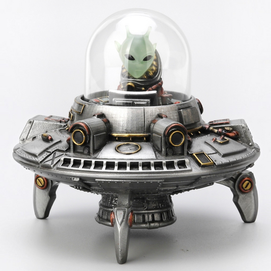 UFO and Alien Decorative Figurine Cold Cast Resin Hand-Painted 13 cm