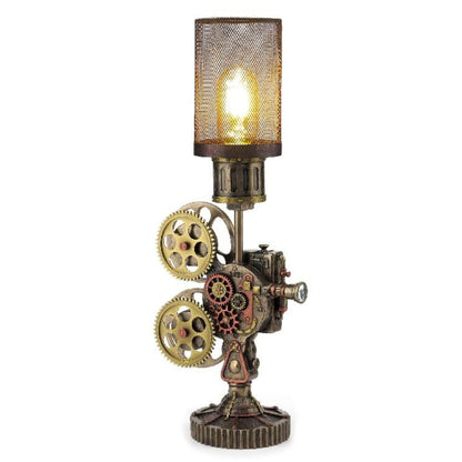 Steampunk Projektör Lamba | Endüstriyel Dekoratif Masa Lambası 46,5 cm