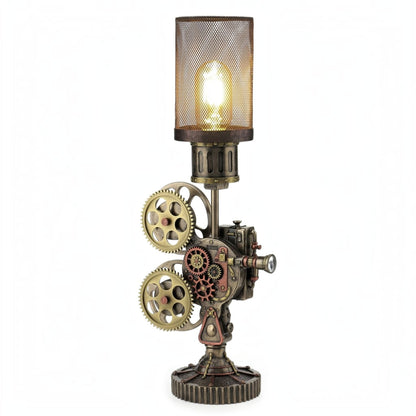 Steampunk Projektör Lamba | Endüstriyel Dekoratif Masa Lambası 46,5 cm